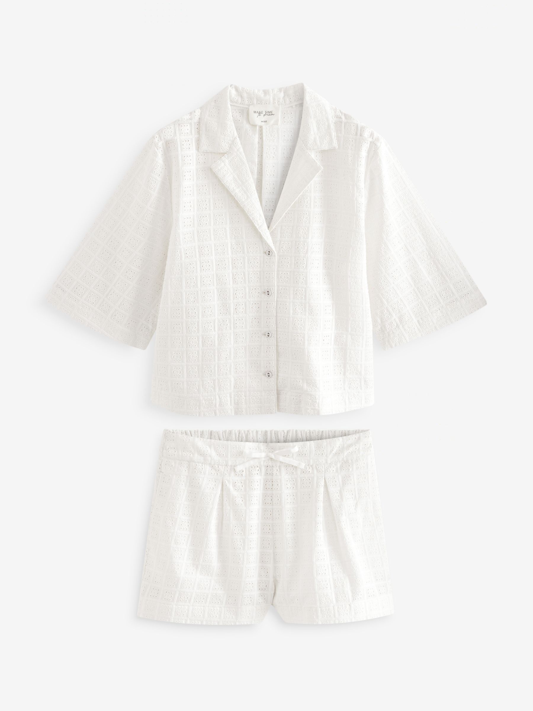 Buy White Broderie Short Set Pyjamas from Next Luxembourg