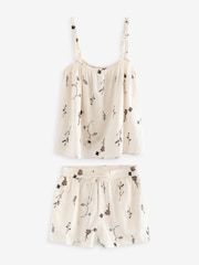 Cream Floral 100% Cotton Cami Vest Shorts Set - Image 7 of 10