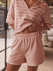 Pink Towelling Shorts - Image 1 of 5
