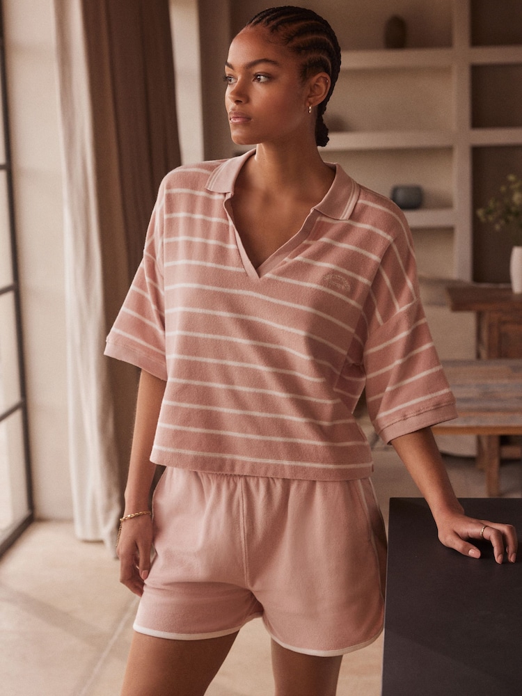 Pink Towelling Shorts - Image 2 of 5