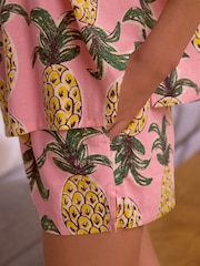 Pink Pineapple Linen Blend Vest Short Set - Image 5 of 9