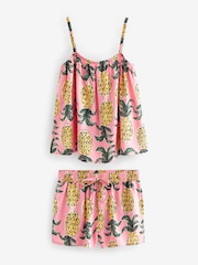 Pink Pineapple Linen Blend Vest Short Set - Image 6 of 9