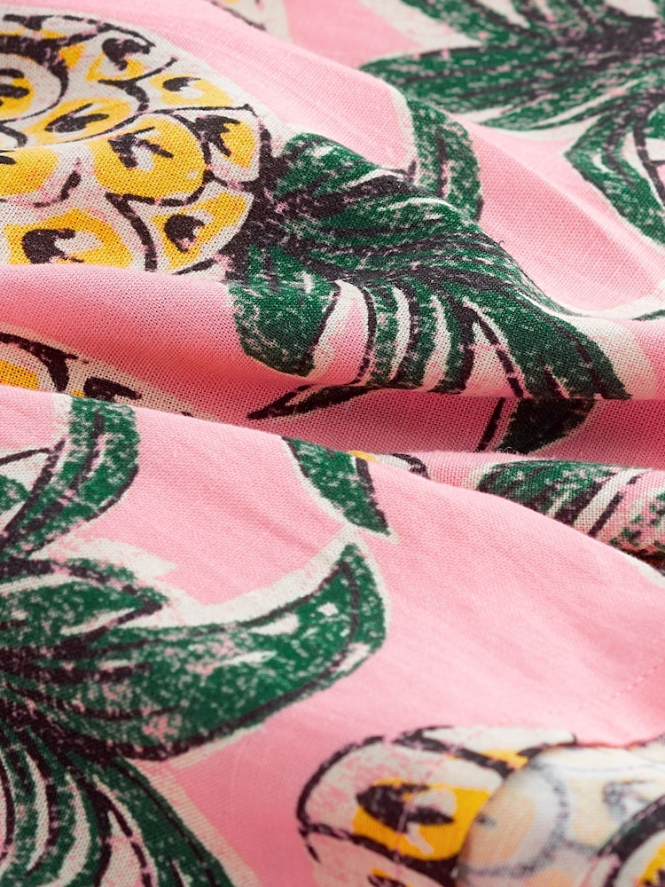 Pink Pineapple Linen Blend Vest Short Set - Image 9 of 9
