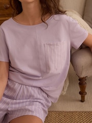 Lilac Purple Stripe 100% Cotton Pyjamas - Image 4 of 10