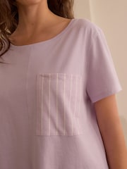 Lilac Purple Stripe 100% Cotton Pyjamas - Image 5 of 10