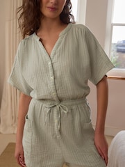 Green Stripe Crinkle Playsuit - Image 3 of 7