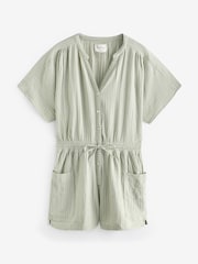 Green Stripe Crinkle Playsuit - Image 6 of 7