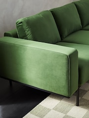 MADE.COM Matt Velvet Grass Green Jarrod 3 Seater Sofa - Image 4 of 5
