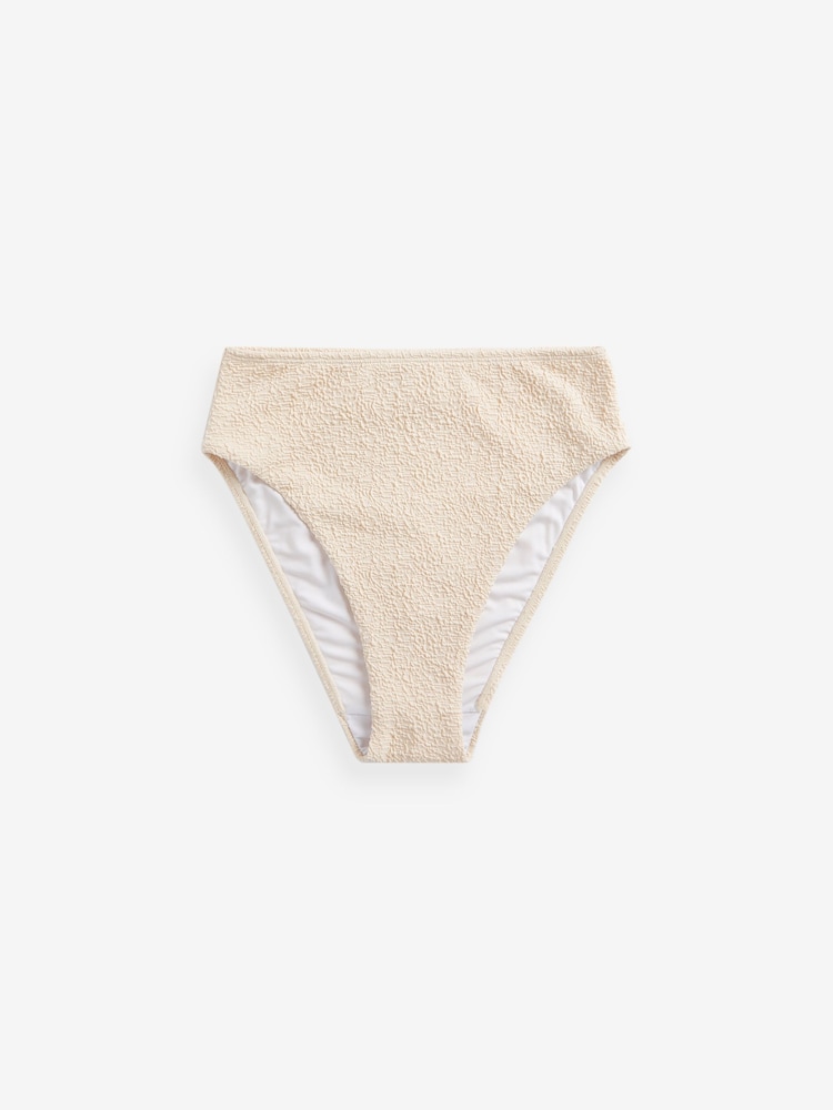 Ecru Textured High Waist Bikini Bottoms - Image 3 of 3 Ecru Textured High Waist Bikini Bottoms - Image 3 of 3