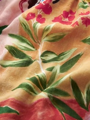 Multi Tropical Floral Print Short Sleeve Tie Neck Bardot Blouse - Image 6 of 6