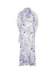 Gina Bacconi White Yana Floral Printed Cowl Midi Dress & Scarf - Image 7 of 8