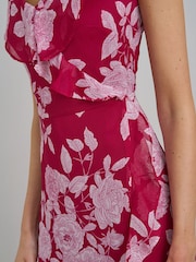 Gina Bacconi Red Marilyn Floral Print  Yoryu Dress - Image 4 of 7