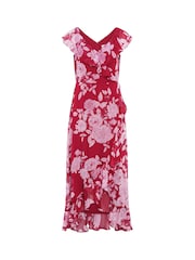 Gina Bacconi Red Marilyn Floral Print  Yoryu Dress - Image 7 of 7