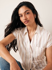 Neutral Stripe Short Sleeve Cotton Shirt - Image 1 of 6