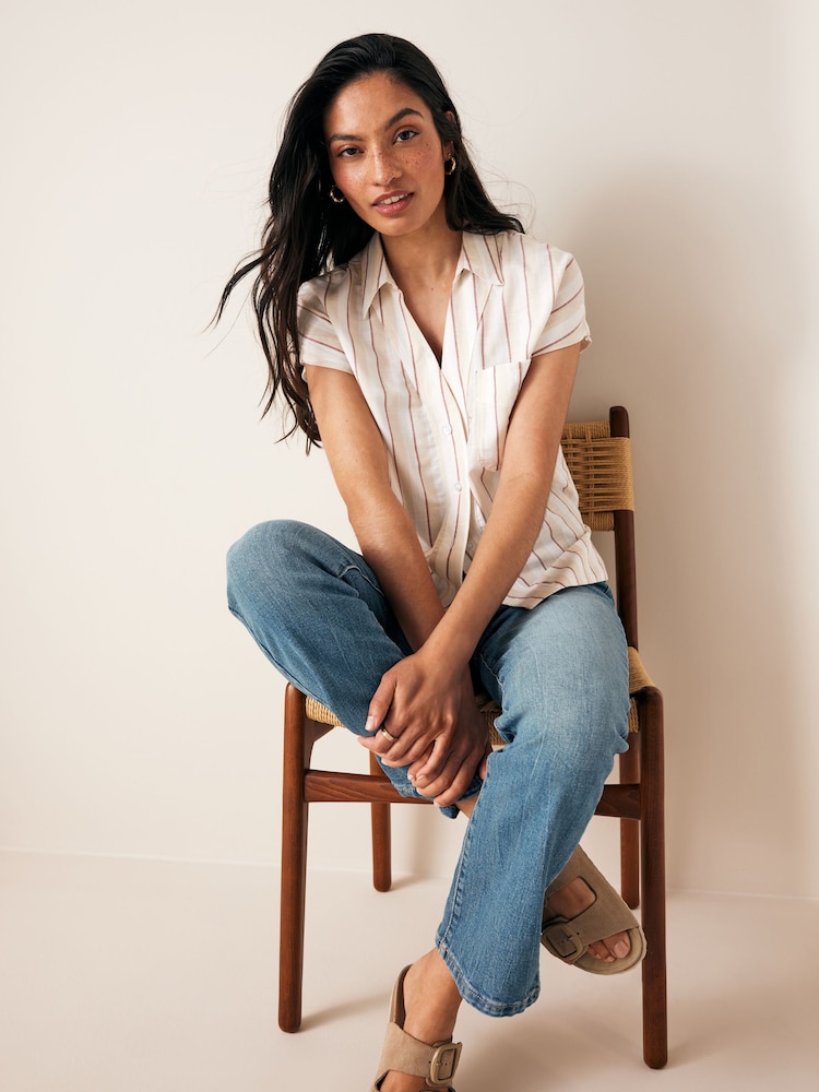 Neutral Stripe Short Sleeve Cotton Shirt - Image 2 of 6