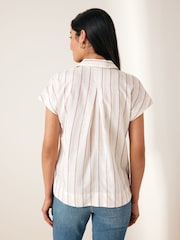 Neutral Stripe Short Sleeve Cotton Shirt - Image 3 of 6
