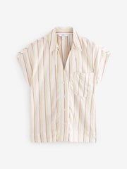 Neutral Stripe Short Sleeve Cotton Shirt - Image 5 of 6
