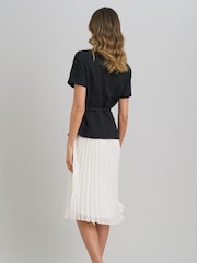 Gina Bacconi Black Shelley Belted Pleated Midi Dress - Image 2 of 7