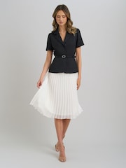 Gina Bacconi Black Shelley Belted Pleated Midi Dress - Image 3 of 7