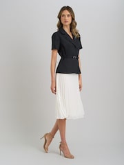 Gina Bacconi Black Shelley Belted Pleated Midi Dress - Image 6 of 7