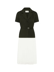 Gina Bacconi Black Shelley Belted Pleated Midi Dress - Image 7 of 7