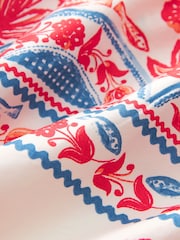 Red Floral Print Shirred Bandeau Midi Summer Dress - Image 6 of 6