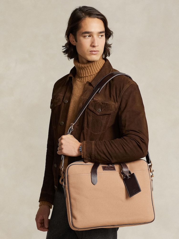 Polo Ralph Lauren Leather-Trim Canvas Briefcase - Image 1 of 6