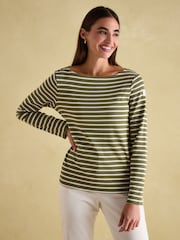 Joules Harbour Green stripe Boat Neck Breton Top - Image 1 of 6