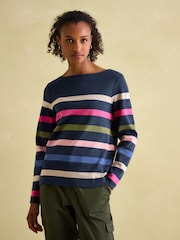 Joules New Harbour Navy multi Boat Neck Breton Top - Image 1 of 1
