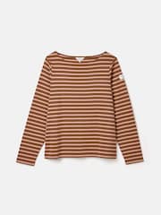 Joules New Harbour Chocolate Brown pink Boat Neck Breton Top - Image 8 of 8