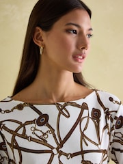 Joules Harbour Cream Bridle Boat Neck Printed Top - Image 3 of 6