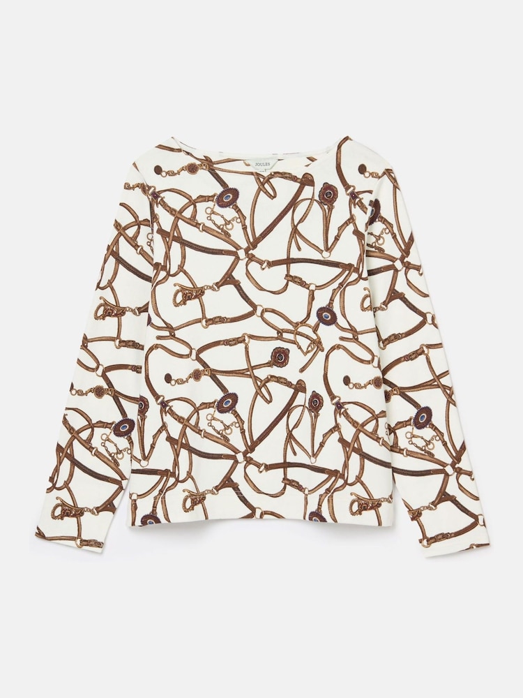 Joules Harbour Cream Bridle Boat Neck Printed Top - Image 6 of 6
