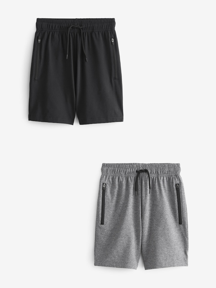Black/Grey Light Weight Sports Shorts 2 Pack (3-17yrs) - Image 1 of 5