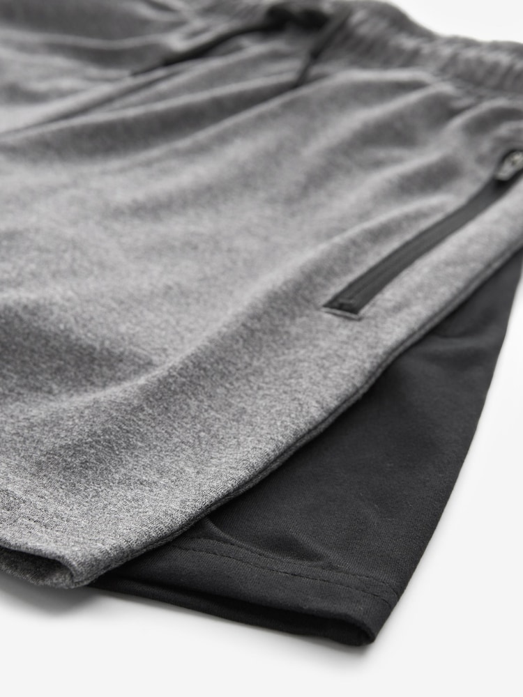 Noir/Gris - Lot de 2 shorts de sport légers (3-17ans) - Image 3 of 5