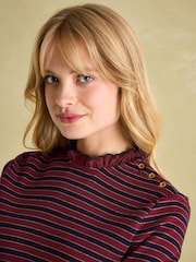 Joules Grace Burgundy Long Sleeve Jersey Top - Image 3 of 5