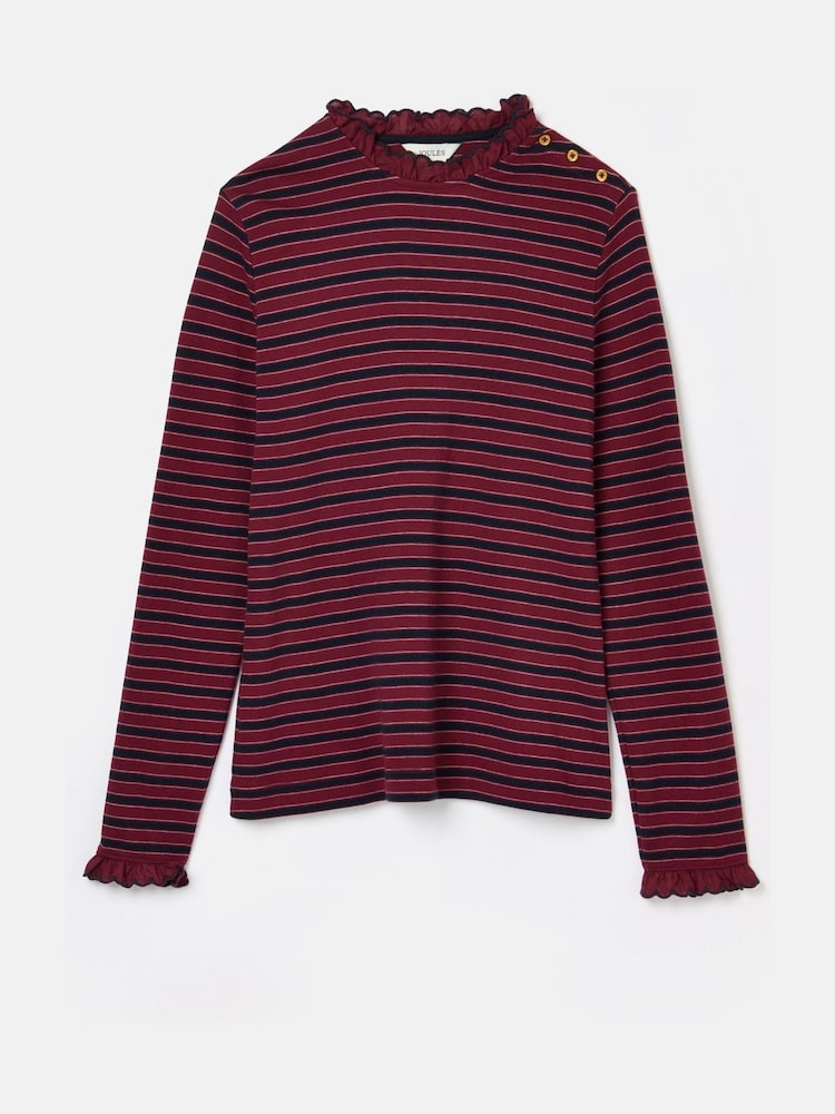 Joules Grace Burgundy Long Sleeve Jersey Top - Image 5 of 5