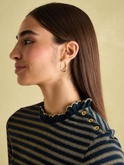 Joules Grace Navy sparkle Long Sleeve Jersey Top - Image 4 of 8
