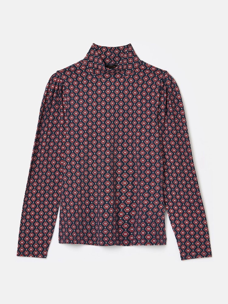 Joules Elizabeth Blue Floral High Neck Jersey Top - Image 5 of 5