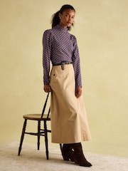 Joules Elizabeth Blue Floral High Neck Jersey Top - Image 6 of 7