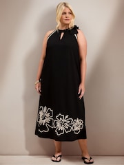 Live Unlimited Black Contrast Embroidery Maxi Dress - Image 1 of 1