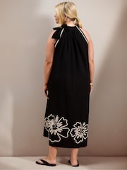 Live Unlimited Black Contrast Embroidery Maxi Dress - Image 3 of 5