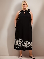 Live Unlimited Black Contrast Embroidery Maxi Dress - Image 4 of 5