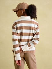 Joules Lara Tan Brown Boxy Fit Rugby Shirt - Image 2 of 8