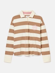 Joules Lara Tan Brown Boxy Fit Rugby Shirt - Image 8 of 8
