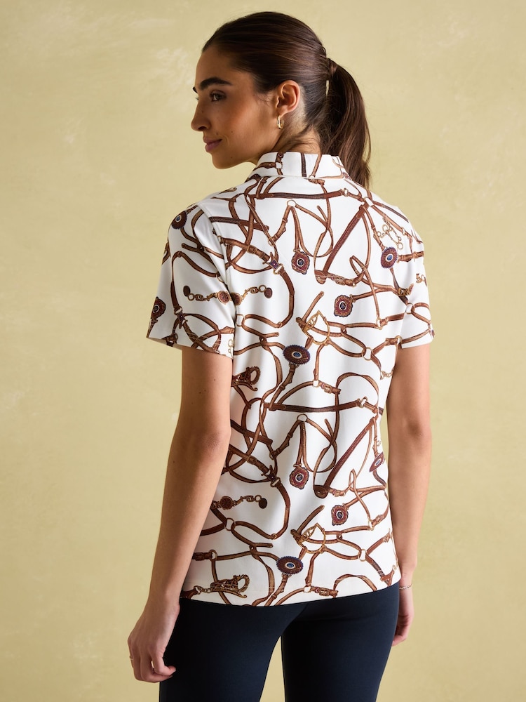 Joules Barbury Cream Bridle Print Polo Shirt - Image 2 of 7