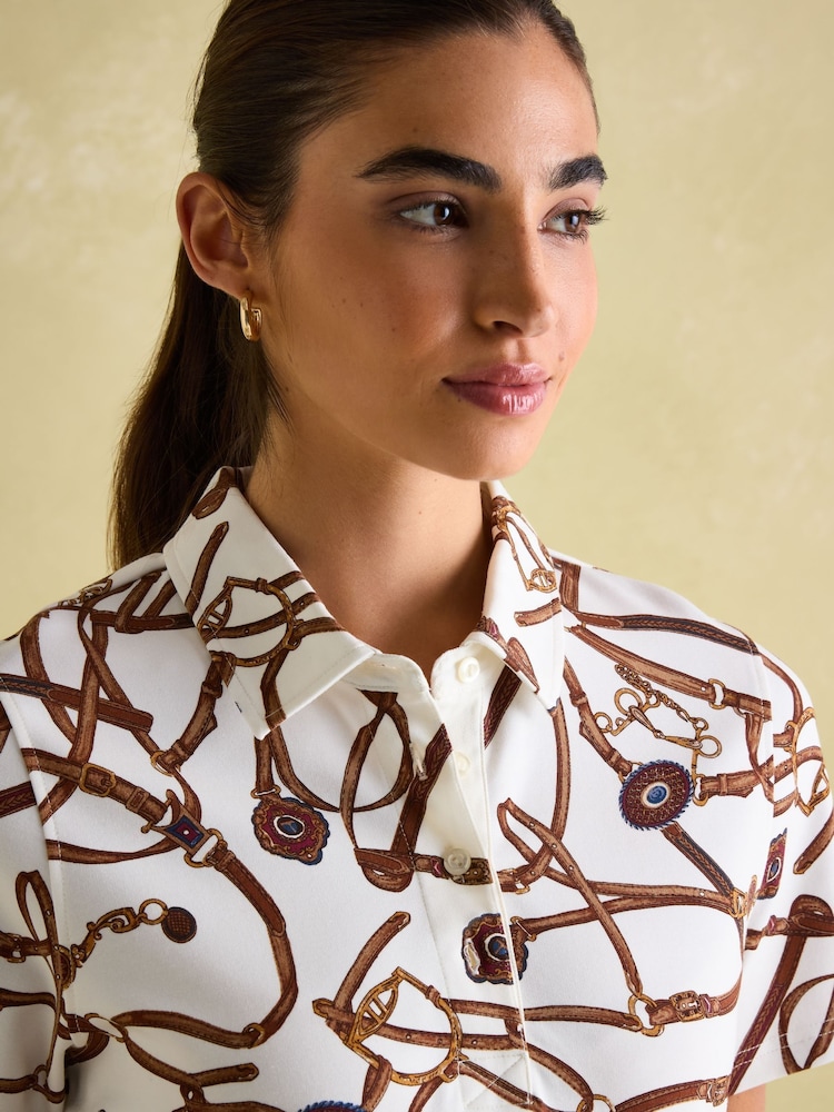 Joules Barbury Cream Bridle Print Polo Shirt - Image 4 of 7