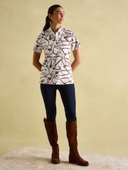 Joules Barbury Cream Bridle Print Polo Shirt - Image 6 of 7
