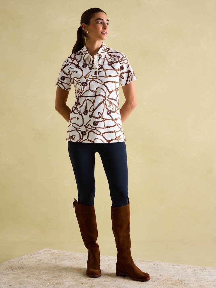 Joules Barbury Cream Bridle Print Polo Shirt - Image 6 of 7