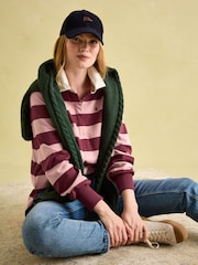 Joules Sammie Pink & Red Striped Heavyweight Cotton Rugby Shirt - Image 3 of 7