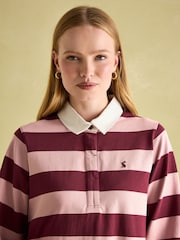 Joules Sammie Pink & Red Striped Heavyweight Cotton Rugby Shirt - Image 4 of 7
